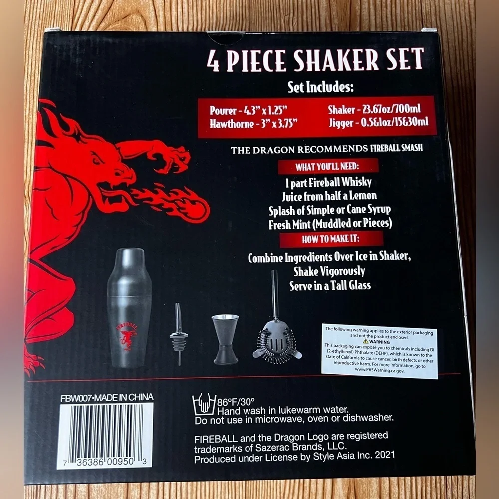 Fireball 4 piece shaker set bar essentials